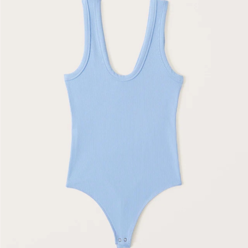 Abercrombie and Fitch Seamless Rib Scoopneck Bodysuit Size Small Light Blue